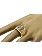 Vintage Stil Ring Zirkon 14 Karat Gelbgold vrc057y